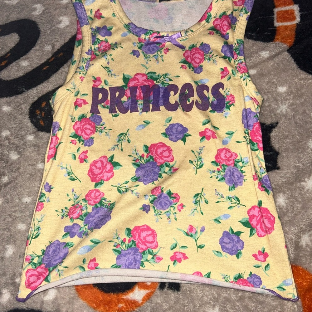 dELiA*s Yellow Floral Princess Tank Top